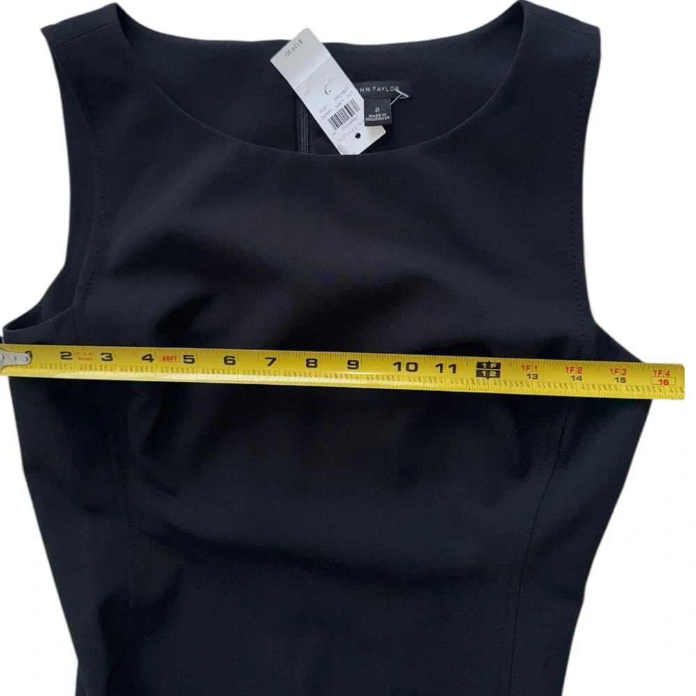 Ann Taylor Black Sheath Midi Dress Sleeveless Work Office NWT Size 2 - Picture 9 of 10
